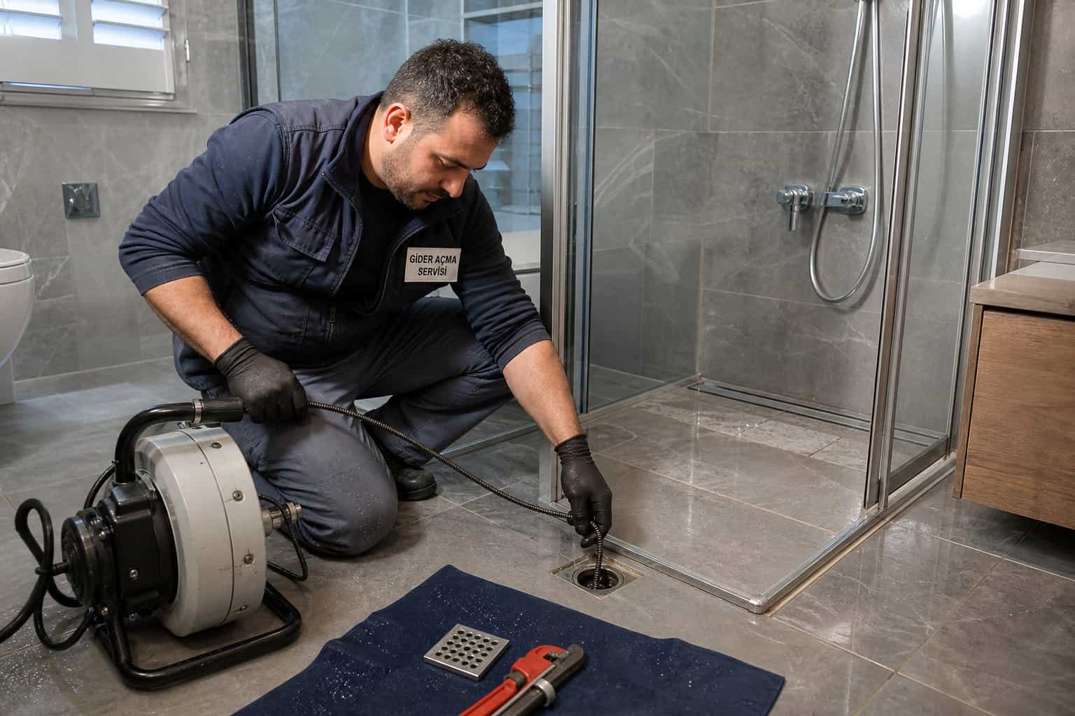 Duş gideri tıkanıklığı açma